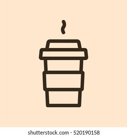 Coffee To Go Paper Cup Minimalistic Flat Line Outline Stroke Icon Pictogram Symbol 