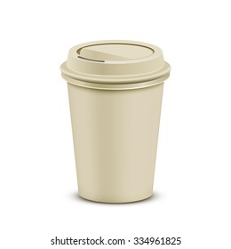 Coffee to go. Plastic coffee cup with lid. Vector illustration