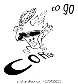 Coffee to Go, run male as vector illustration, eps10