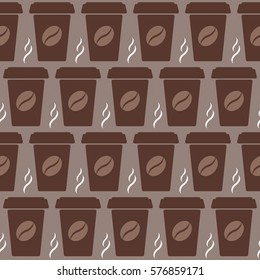 coffee to go. seamless background. vector illustration. flat.