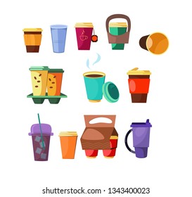 Coffee to go set. Takeout drinks collection. Can be used for topics like beverage, city break, energy