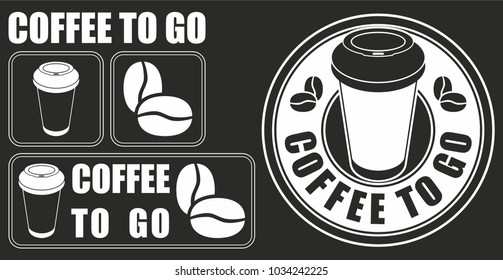 Coffee to go. Set of vector images. Coffee sale design
