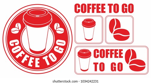 Coffee to go. Set of vector images. Coffee sale design
