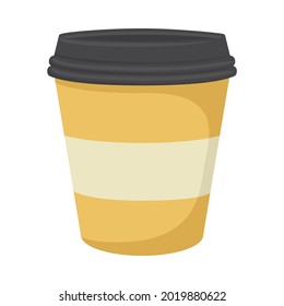 Coffee To Go Sign Emoji Icon Illustration. Plastic Container Vector Symbol Emoticon Design Clip Art Sign Comic Style.