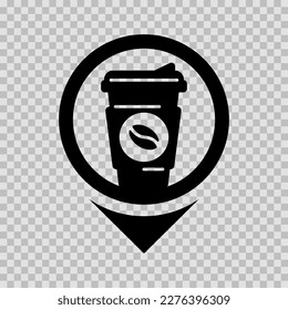 Coffee to go silhouette symbol, Coffee to go vector cut glyph, Coffee to go sign on transparent background.