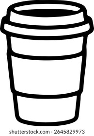 Coffee to Go A Simple Line Drawing of a Disposable Coffee Cup