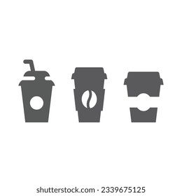 Coffee to go or soda vector icons. Paper americano or latte cup icon set.