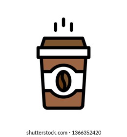 Coffee To Go vector, Beverage filled style icon editable stroke