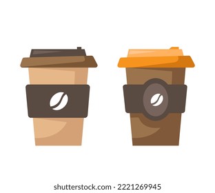 Coffee to go vector icons. Paper cup with coffee. Vector illustration.