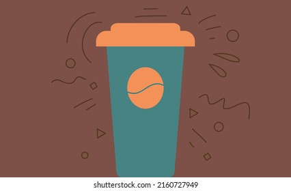 Coffee to go. Vector illustration. Simple, modern style. Background for cover, poster, animation.