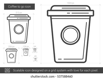 Coffee to go vector line icon isolated on white background. Coffee to go line icon for infographic, website or app. Scalable icon designed on a grid system.