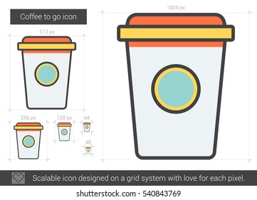 Coffee to go vector line icon isolated on white background. Coffee to go line icon for infographic, website or app. Scalable icon designed on a grid system.