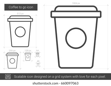 Coffee to go vector line icon isolated on white background. Coffee to go line icon for infographic, website or app. Scalable icon designed on a grid system.