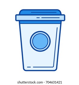 Coffee to go vector line icon isolated on white background. Coffee to go line icon for infographic, website or app. Blue icon designed on a grid system.