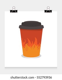 Coffee to go,Paper Cup Coffee with flames