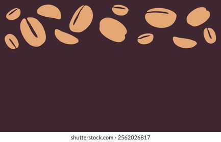 coffee grain background. coffee beans background for packaging or presentation. flat style coffee beans. coffee grain illustration. dark background.