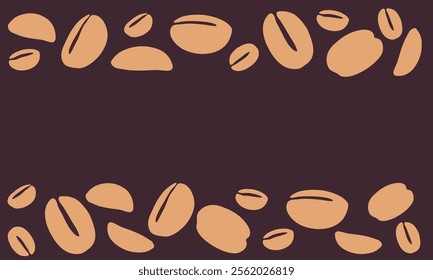 coffee grain background. coffee beans background for packaging or presentation. flat style coffee beans. coffee grain illustration. dark background.