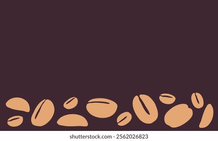coffee grain background. coffee beans background for packaging or presentation. flat style coffee beans. coffee grain illustration. dark background.