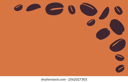 coffee grain background. coffee beans background for packaging or presentation. flat style coffee beans. coffee grain illustration. light brown background.