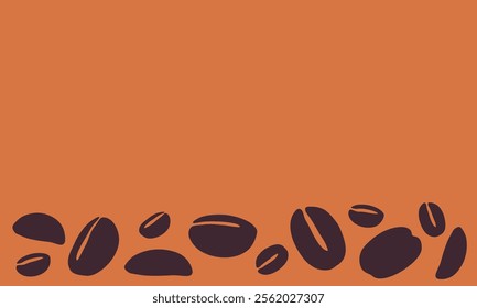 coffee grain background. coffee beans background for packaging or presentation. flat style coffee beans. coffee grain illustration. light brown background.