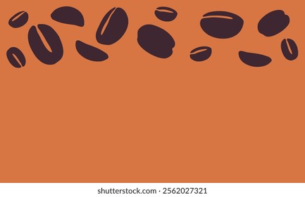 coffee grain background. coffee beans background for packaging or presentation. flat style coffee beans. coffee grain illustration. light brown background.