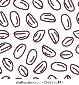 coffee grain background. coffee grain illustration. white background. coffee bean seamless pattern for packaging design or wrapping paper. brown colored coffee grains pattern.
