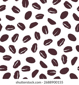 coffee grain background. coffee grain illustration. white background. coffee bean seamless pattern for packaging design or wrapping paper. brown colored coffee grains pattern.