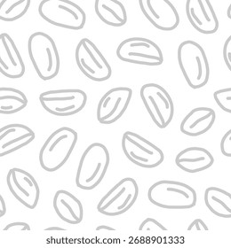 Fondo de grano de café. ilustración de grano de café. fondo blanco. patrón de grano de café sin fisuras para el diseño de embalaje o papel de embalaje. patrón de granos de café de color gris.