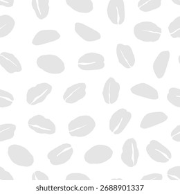Kaffeekornhintergrund. Illustration von Kaffeekörnern. weißer Hintergrund. nahtloses Muster aus Kaffeebohne für Verpackungsdesign oder Verpackungspapier. graues Kaffeekörnchenmuster.