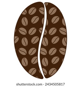 Grano de café estampado de granos de café en marrón suave de moda. Logo o pegatinas, concepto de diseño de iconos