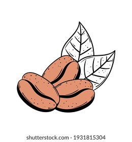 coffee grains doodle style icon
