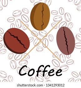 Coffee grains. Drinks menu for restaurant, vector background.