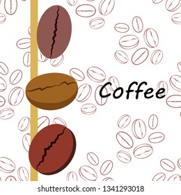 Coffee grains. Drinks menu for restaurant, vector background.