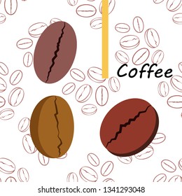Coffee grains. Drinks menu for restaurant, vector background.