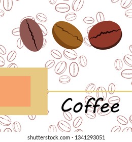 Coffee grains. Drinks menu for restaurant, vector background.