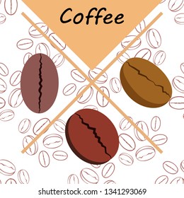 Coffee grains. Drinks menu for restaurant, vector background.