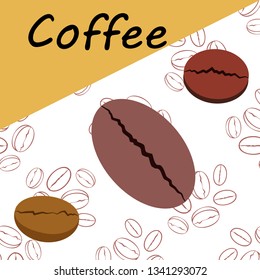 Coffee grains. Drinks menu for restaurant, vector background.