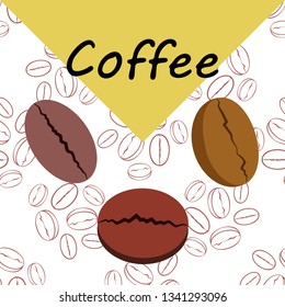 Coffee grains. Drinks menu for restaurant, vector background.