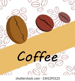 Coffee grains. Drinks menu for restaurant, vector background.