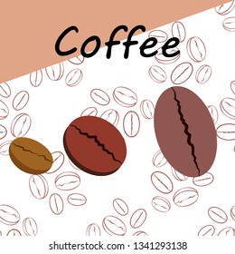Coffee grains. Drinks menu for restaurant, vector background.