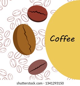 Coffee grains. Drinks menu for restaurant, vector background.