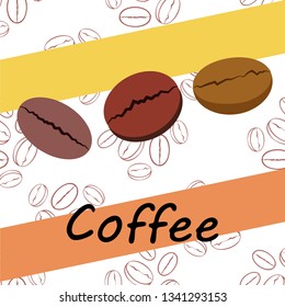 Coffee grains. Drinks menu for restaurant, vector background.