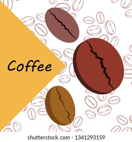 Coffee grains. Drinks menu for restaurant, vector background.