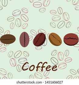 Coffee grains. Drinks menu for restaurant, vector background.