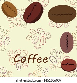 Coffee grains. Drinks menu for restaurant, vector background.