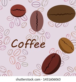 Coffee grains. Drinks menu for restaurant, vector background.