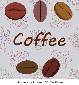 Coffee grains. Drinks menu for restaurant, vector background.