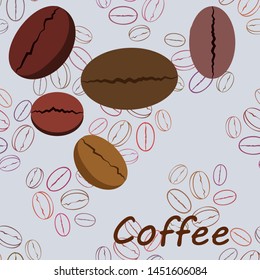 Coffee grains. Drinks menu for restaurant, vector background.