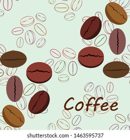 Coffee grains. Drinks menu for restaurant, vector background.
