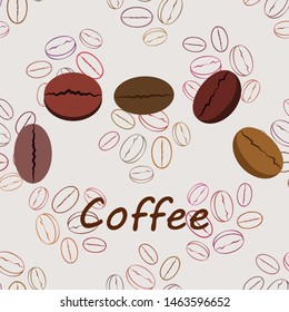 Coffee grains. Drinks menu for restaurant, vector background.